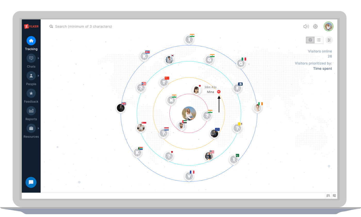 Zoho SalesIQ customer engagement and lead conversion illustration