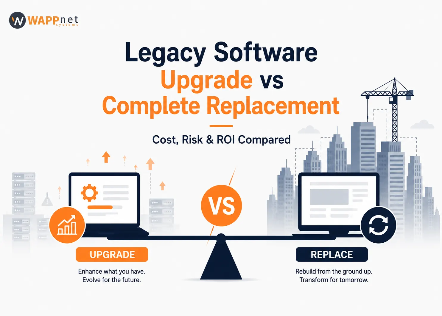 Legacy Software Upgrade vs Complete Replacement: Cost, Risk & ROI Compared